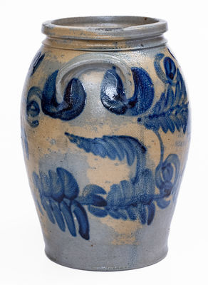 Baltimore Stoneware Jar w/ Elaborate Floral Decoration, circa 1830