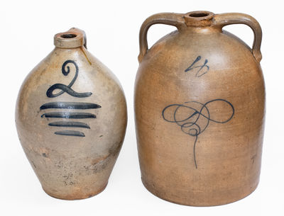 Lot of Two: Ohio Stoneware Jugs w/ Cobalt Numerals