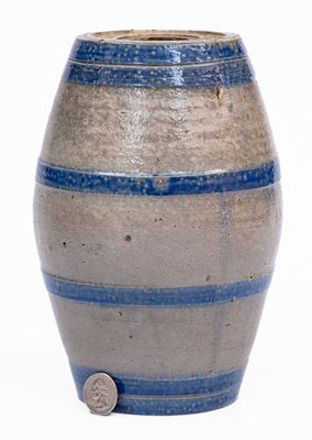 Small-Sized Northeastern Stoneware Keg w/ Cobalt Bands