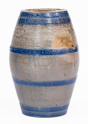 Small-Sized Northeastern Stoneware Keg w/ Cobalt Bands