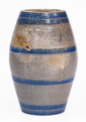 Small-Sized Northeastern Stoneware Keg w/ Cobalt Bands