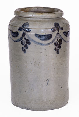 Attrib. Henry Remmey, Philadelphia, PA Stoneware Jar w/ Swag Decoration, c1830