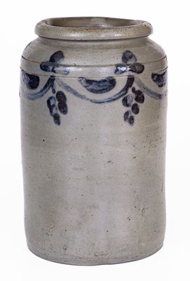 Attrib. Henry Remmey, Philadelphia, PA Stoneware Jar w/ Swag Decoration, c1830
