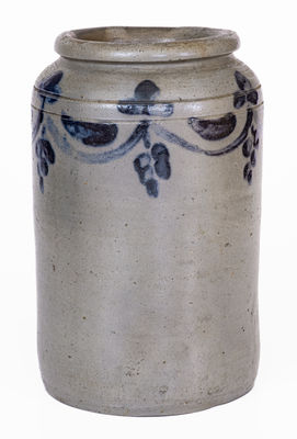 Attrib. Henry Remmey, Philadelphia, PA Stoneware Jar w/ Swag Decoration, c1830