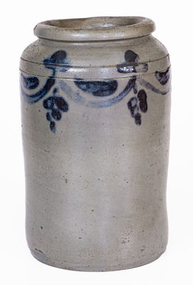 Attrib. Henry Remmey, Philadelphia, PA Stoneware Jar w/ Swag Decoration, c1830