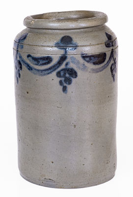 Attrib. Henry Remmey, Philadelphia, PA Stoneware Jar w/ Swag Decoration, c1830