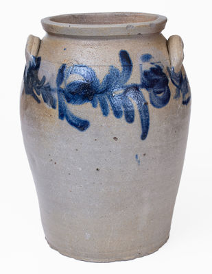 Extremely Rare Baltimore Stoneware Jar w/ Cow Decoration, c1830