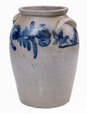 Extremely Rare Baltimore Stoneware Jar w/ Cow Decoration, c1830
