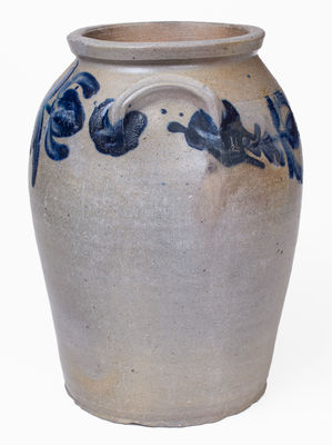 Extremely Rare Baltimore Stoneware Jar w/ Cow Decoration, c1830