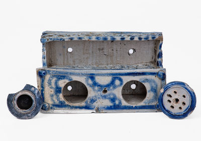 Elaborate Westerwald, German Stoneware Inkstand w/ Bird and Heart Motifs, 18th or 19th century