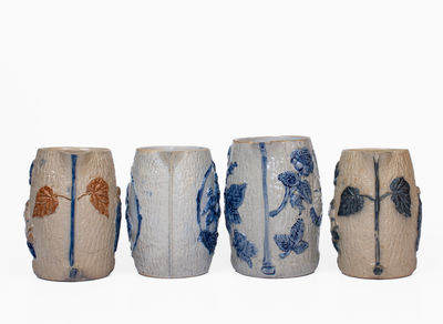 Lot of Four: Molded Whites Utica Stoneware Pitchers w/ Historical Busts