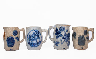 Lot of Four: Molded Whites Utica Stoneware Pitchers w/ Historical Busts