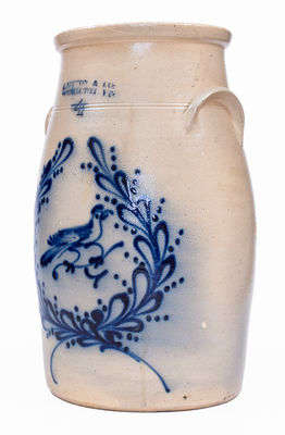Scarce 4 Gal. J. NORTON & CO. / BENNINGTON, VT Stoneware Churn w/ Bold Bird-in-Wreath Decoration