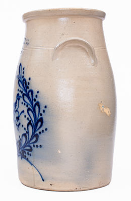 Scarce 4 Gal. J. NORTON & CO. / BENNINGTON, VT Stoneware Churn w/ Bold Bird-in-Wreath Decoration