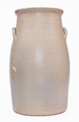 Scarce 4 Gal. J. NORTON & CO. / BENNINGTON, VT Stoneware Churn w/ Bold Bird-in-Wreath Decoration