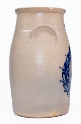 Scarce 4 Gal. J. NORTON & CO. / BENNINGTON, VT Stoneware Churn w/ Bold Bird-in-Wreath Decoration
