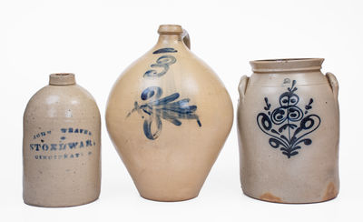 Lot of Three: Stoneware Vessels incl. CLARK & CO. / ROCHESTER and JOHN WEAVER / CINCINNATI