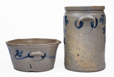 Lot of Two: Baltimore Stoneware Milkpan and Jar, circa 1880