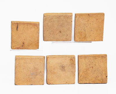 Lot of Six: Unusual Pottery Tiles with Animal Figures