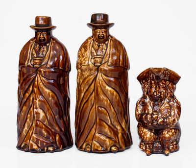 Lot of Three: Rockingham-Glazed Pottery, One Marked Lyman, Fenton & Co., Bennington, VT