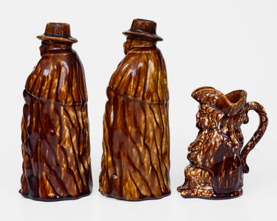 Lot of Three: Rockingham-Glazed Pottery, One Marked Lyman, Fenton & Co., Bennington, VT