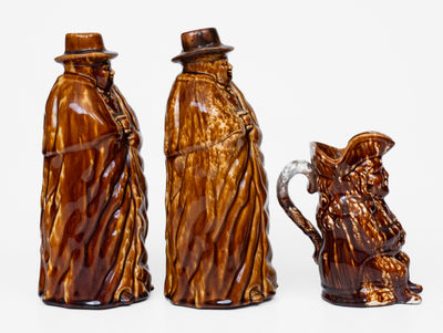 Lot of Three: Rockingham-Glazed Pottery, One Marked Lyman, Fenton & Co., Bennington, VT