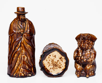 Lot of Three: Rockingham-Glazed Pottery, One Marked Lyman, Fenton & Co., Bennington, VT