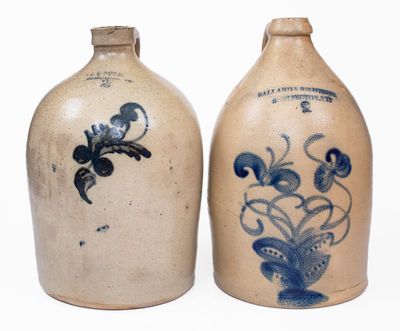 Lot of Two: BALLARD / BURLINGTON, VT Decorated Stoneware Jugs