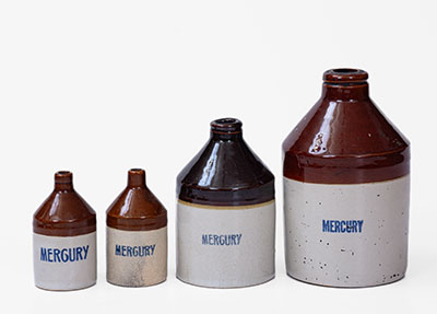 Lot of Four: Brown and White Stoneware