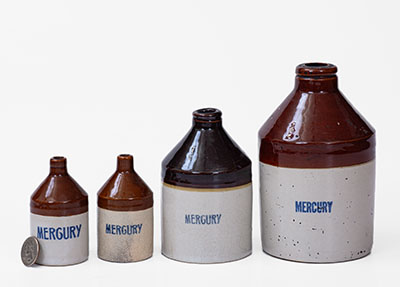 Lot of Four: Brown and White Stoneware