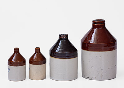 Lot of Four: Brown and White Stoneware