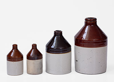 Lot of Four: Brown and White Stoneware 