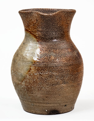 Very Rare C.C. BALLARD / HAYS, NC Stoneware Pitcher for Neighbor Sarah Owens, 1901