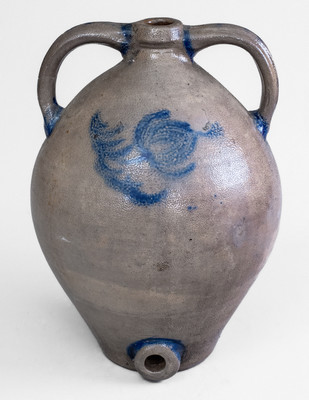 New York State Stoneware Water Cooler w/ Cobalt Floral Decoration, c1825