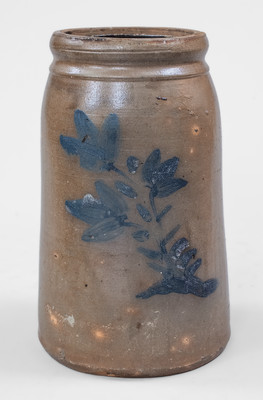 Unusual Large-Sized Western PA Stoneware Canning Jar w/ Floral Decoration