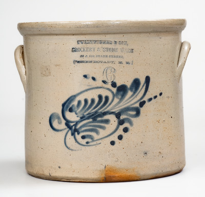 6 Qt. Stoneware Jar w/ Elaborate SCHENECTADY, NY Impressed Advertising