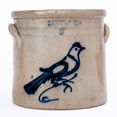 3 Gal. J. NORTON & CO. / BENNINGTON, VT Stoneware Bird Crock