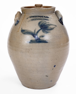 L. NORTON & CO. / BENNINGTON Stoneware Jar w/ Floral Decoration, c1823-28