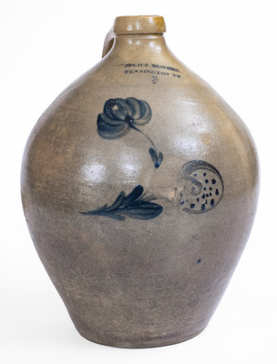 JULIUS NORTON / BENNINGTON, VT Ovoid Stoneware Jug w/ Floral Decoration