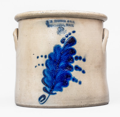 2 Gal. F. B. NORTON & CO. / WORCESTER, MASS. Stoneware Crock w/ Foliate Decoration