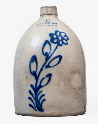 2 Gal. F. B. NORTON SONS / WORCESTER, MASS. Stoneware Crock w/ Floral Decoration
