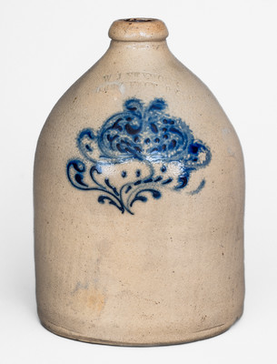 W. J. SEYMOUR / TROY FACTORY Stoneware Jug w/ Slip-Trailed Floral Decoration