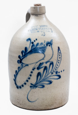 2 Gal. NEW YORK / STONEWARE CO. / FORT EDWARD, N.Y. Stoneware Bird Jug