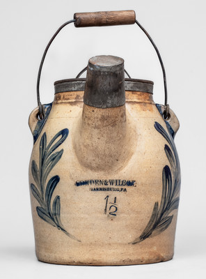 1 1/2 Gal. COWDEN & WILCOX / HARRISBURG, PA Stoneware Batter Pail, c1865