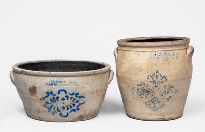 Lot of Two: F. H. COWDEN / HARRISBURG, PA Stoneware w/ Stenciled Decorations