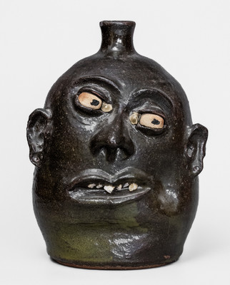 Unusual Lanier Meaders (Cleveland, GA) Face Jug w/ Rock Teeth, c1975