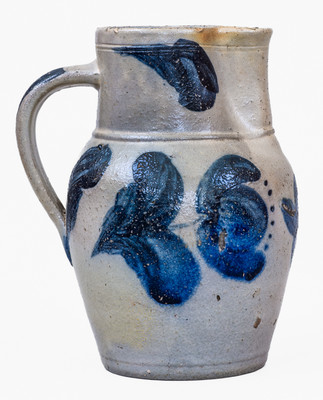Fine and Scarce JOHN BELL / WAYNESBORO Half-Gallon Stoneware Pitcher w/ Cobalt Floral Decoration