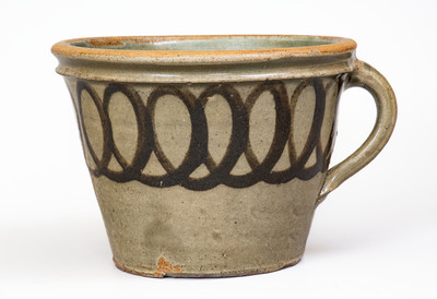 Rare Stoneware Clabber Bowl w/ Iron Slip Decoration, attrib. Thomas Chandler, Edgefield District, SC, c1850