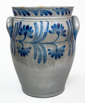 Large-Sized Stoneware Jar w/ Elaborate Floral Decoration, attrib. Henry Harrison Remmey, Philadelphia, PA