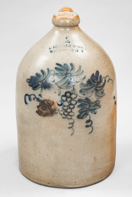 L. LEHMAN & CO / WEST 12TH ST NY Stoneware Jug w/ Grapes Motif